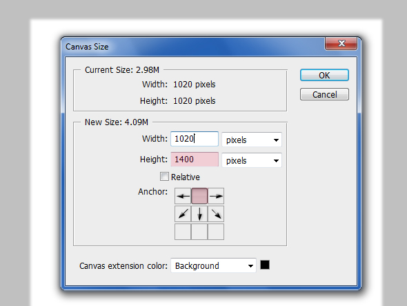 Adjust canvas size