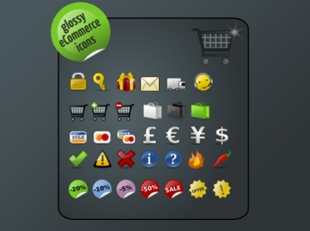 Free Glossy E-Commerce Icons