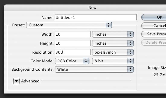 Setting up the Photoshop document