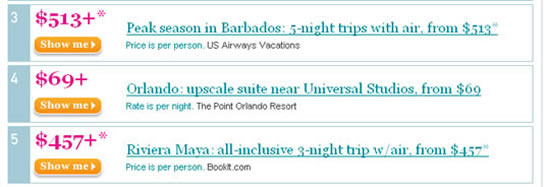 Prominent calls to action in Travel-ticker.com email