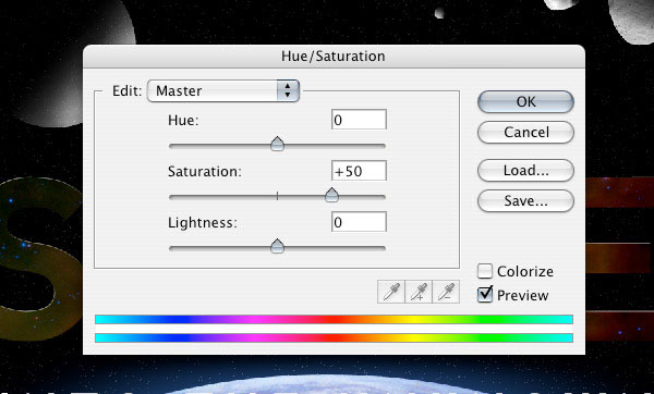 Adjust the Color Saturation of the Earth