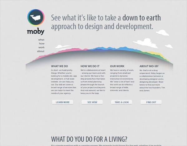 Textured website design example: Moby