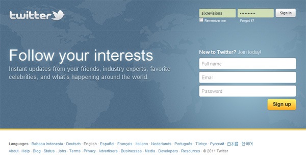 20 twitter signup form