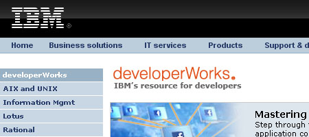 developerWorks - screenshot