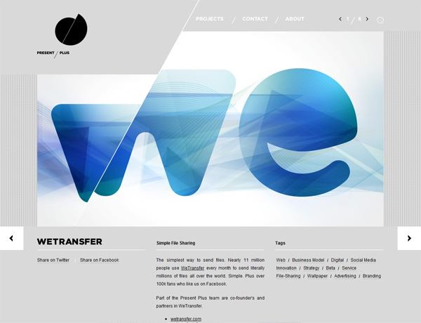 Clean website design example: Present Plus