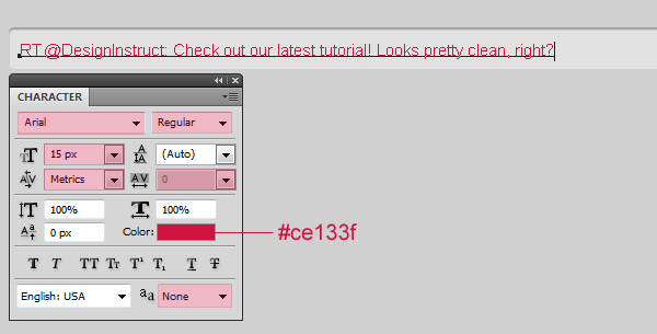 A tweet character settings