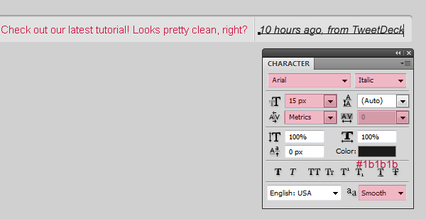 Tweet inforamtion text's character settings