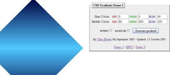 CSS Gradients Demo screen shot.