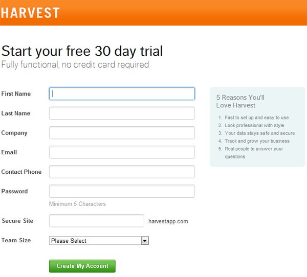 22 harvest signup form