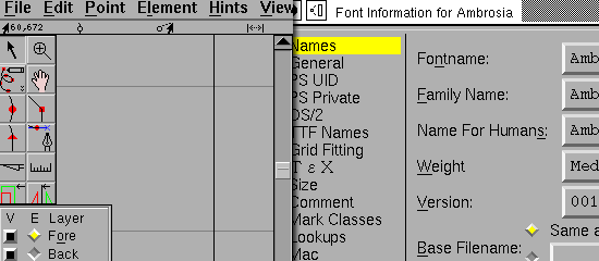 FontForge - screen shot.