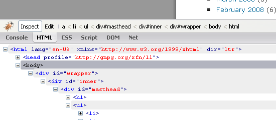 Firebug - screen shot.