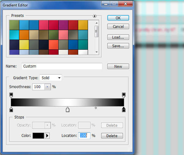 Set your gradient editor panel