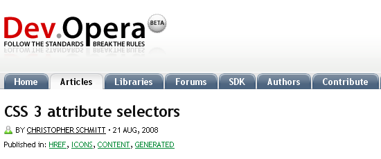 CSS 3 attribute selectors - screen shot.