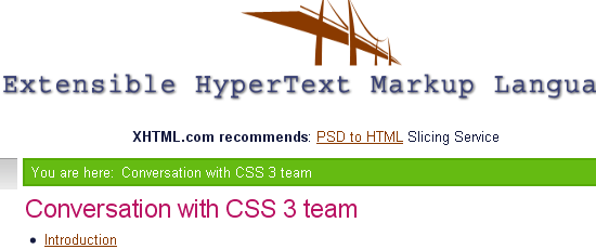 Conversation with CSS 3 team - screen shot.