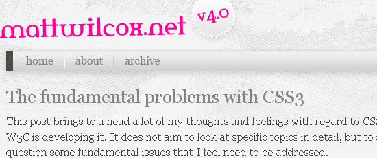 The fundamental problems with CSS3 - screen shot.