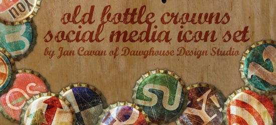 Free Social Media Icons: Old Bottle Crowns Icon Set