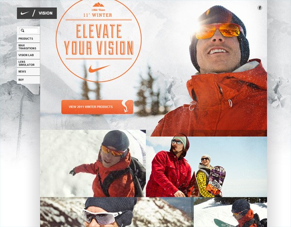 Textured website design example: Nike Vision