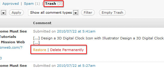 Deleting Content in WordPress