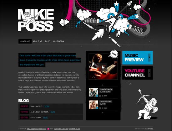 Mike Poss' Rock Guitar Blog - screen shot.