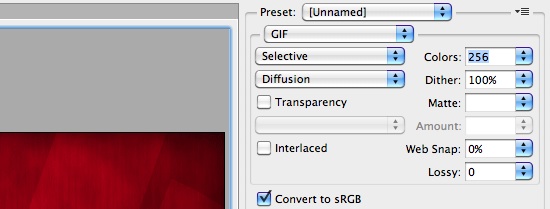 Entering the Save for Web Dialog