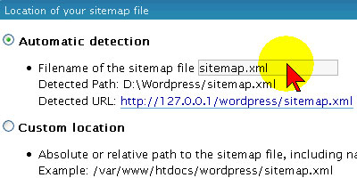 Creating a Sitemap using the Google Sitemap Generator Plugin - screen shot.