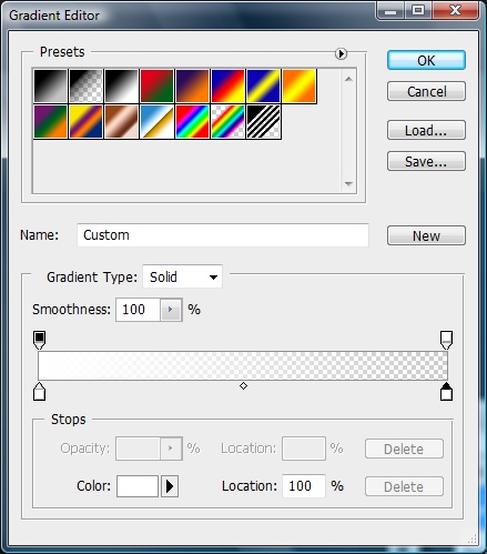 Gradient Editor settings.