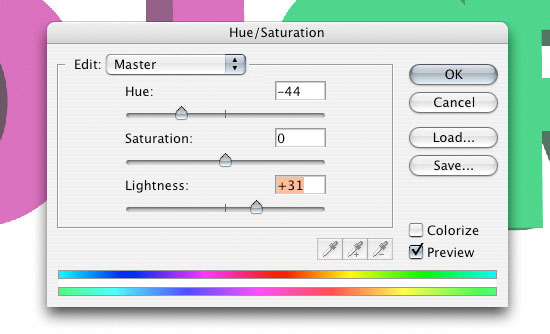 Changing the Hue/Saturation of the Layer