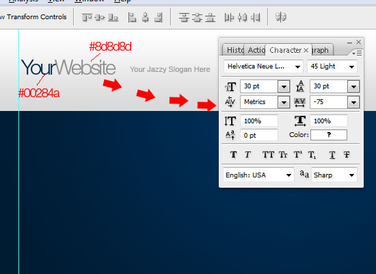 Setting up a vertical guide 1025px away from left edge