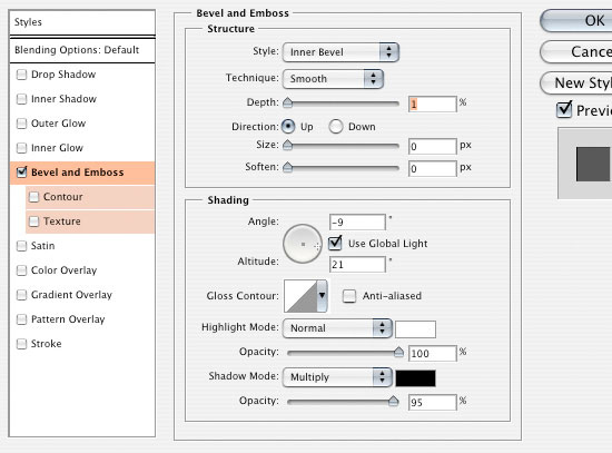 Adding a Bevel & Emboss Effect