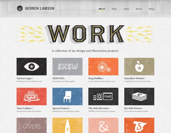 Textured website design example: Gerren Lamson