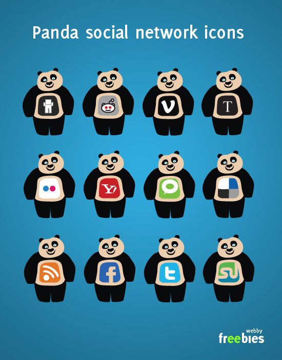 Free Vector Icons: Panda Social Network Icons Preview