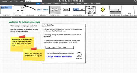 Balsamiq Mockups for wireframing