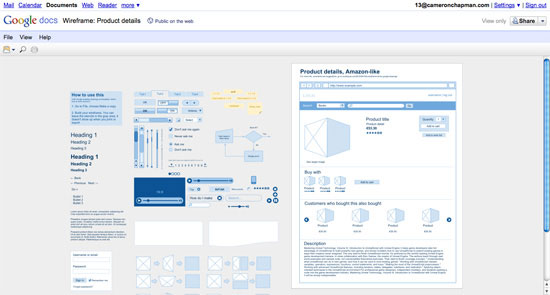 Google Drawings for wireframing