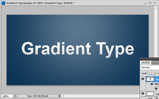 Applying the layer styles for the gradient type effect