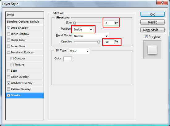 Applying the layer styles for the gradient type effect