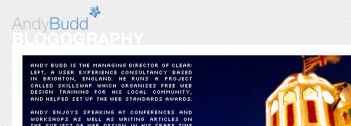Andy Budd CSS/Web Standards Links - screen shot.