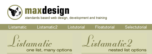 CSS at MaxDesign - screen shot.