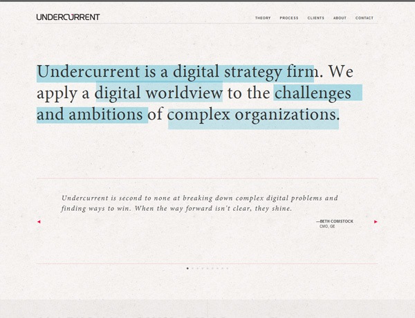 Clean website design example: Undercurrent