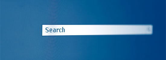 A close-up of a search bar on a blue background.