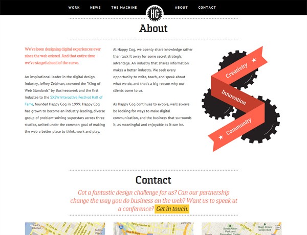 Clean website design example: Happy Cog