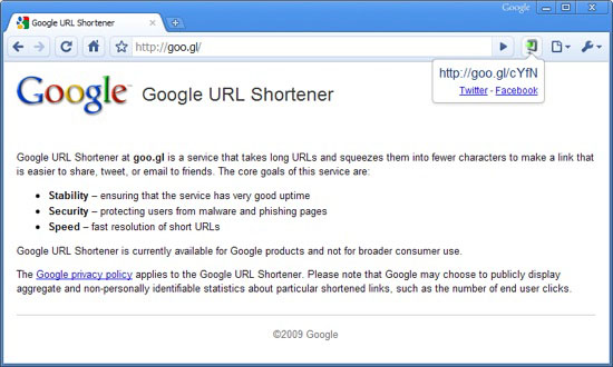 goo.gl URL Shortener