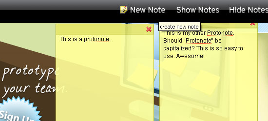 Protonotes - screen shot.