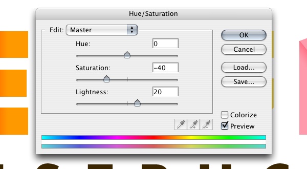 Desaturating the backside of the "D"