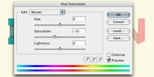 Adding a Hue/Saturation adjustment layer