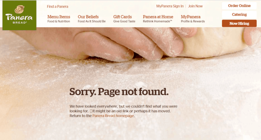 Panera Bread's 404 page