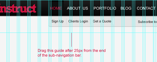 Drag new horizontal guide