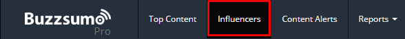 Buzzsumo influencers tab