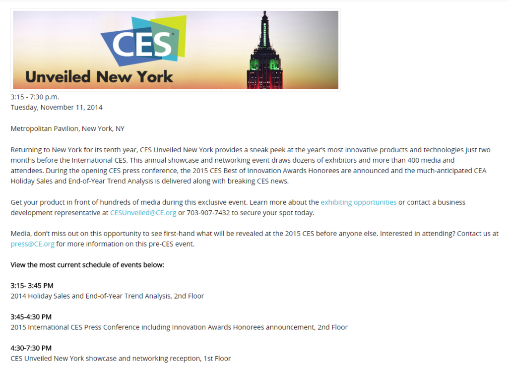 CES-schedule