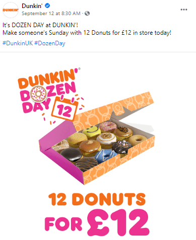 Dunkin Donuts social media advertising examples