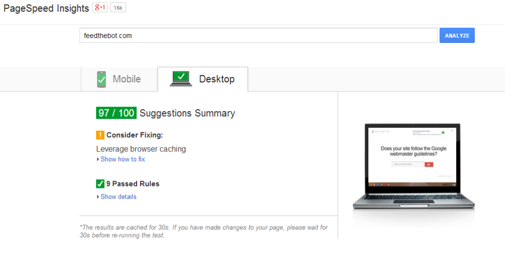 FeedtheBot PageSpeed Insights